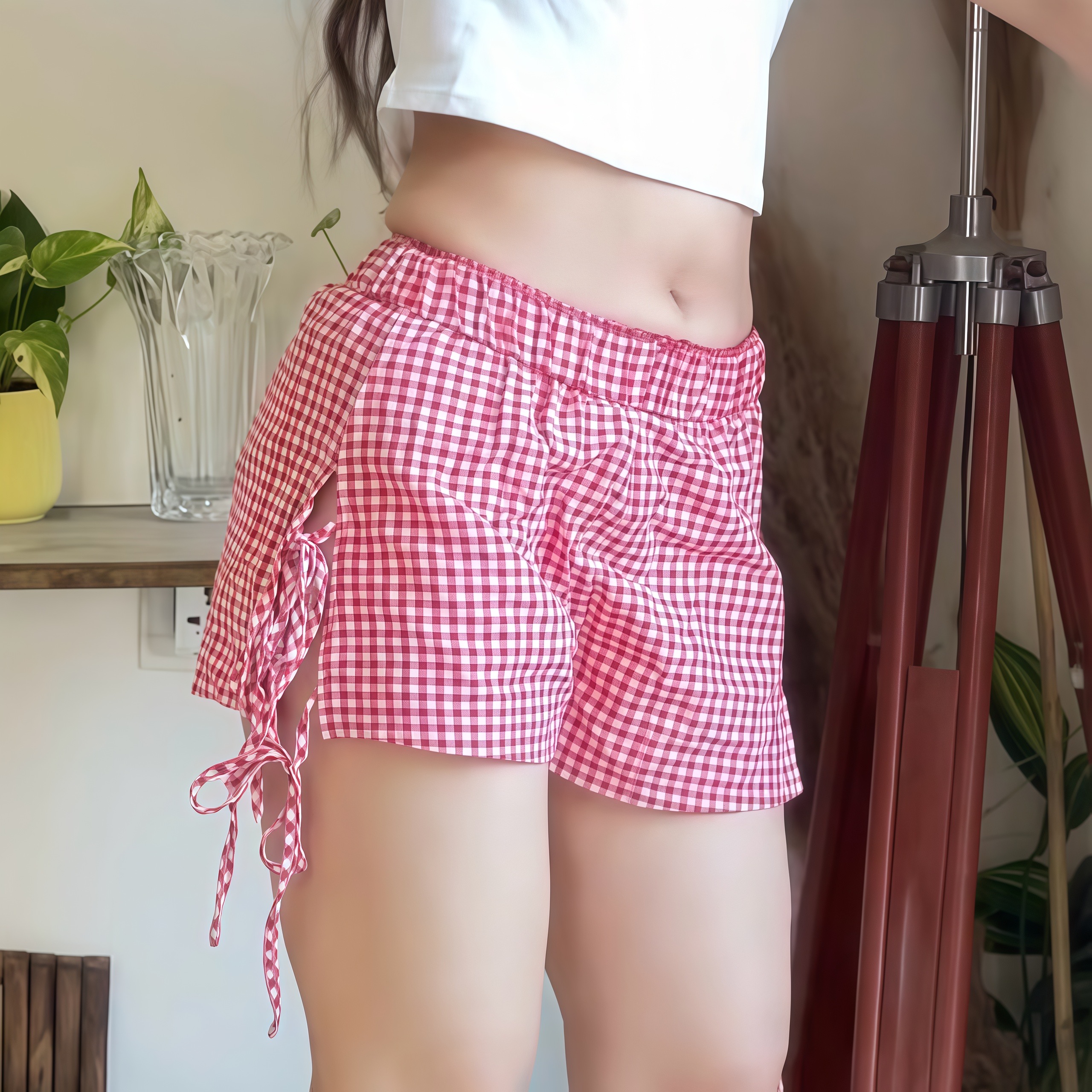 Gingham Boxer Shorts for Women